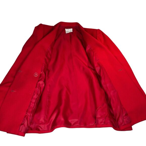 Vintage Red Wool Cashmere Blend Blazer Talbots Size 10 Double Breasted 90s - Picture 7 of 11